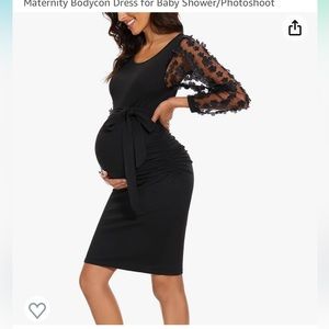 Long Sleeve Maternity Midi Dress, Fall Maternity Bodycon Dress